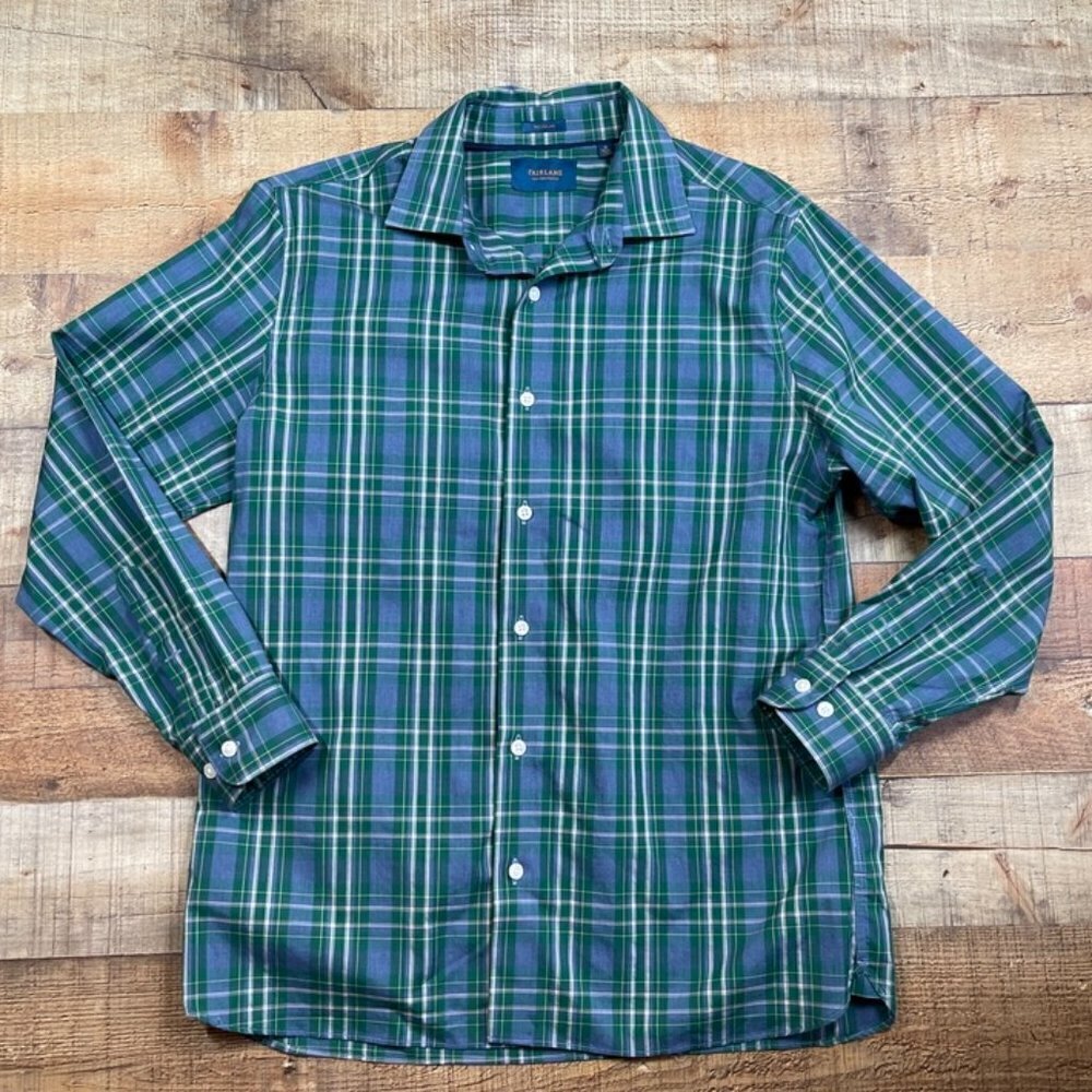 Men's Fairlane Plaid Button Down Shirt size M Short